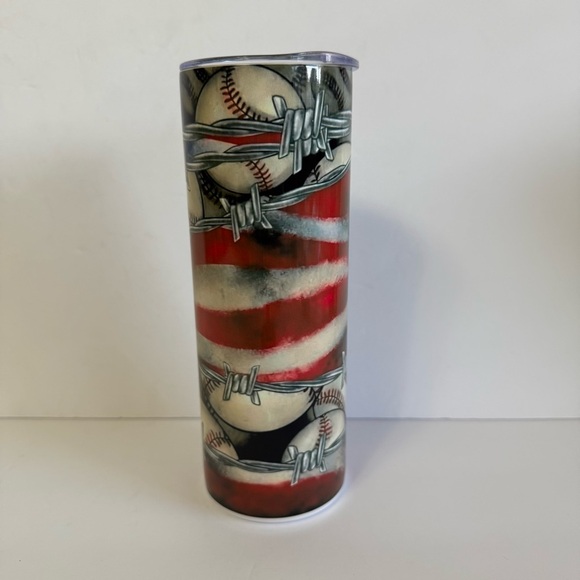 Patriotic Baseball 20oz Skinny Tumbler - Picture 4 of 4